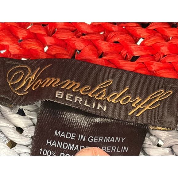 Wommelsdorff Hat Wide Brim Striped‎  Straw Knit Design Handmade in Germany main image 6